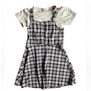 Plaid Black & White Size 7 Girls Dress